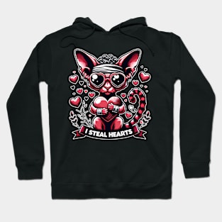 Valentine's Day Devon Rex Cat Hoodie